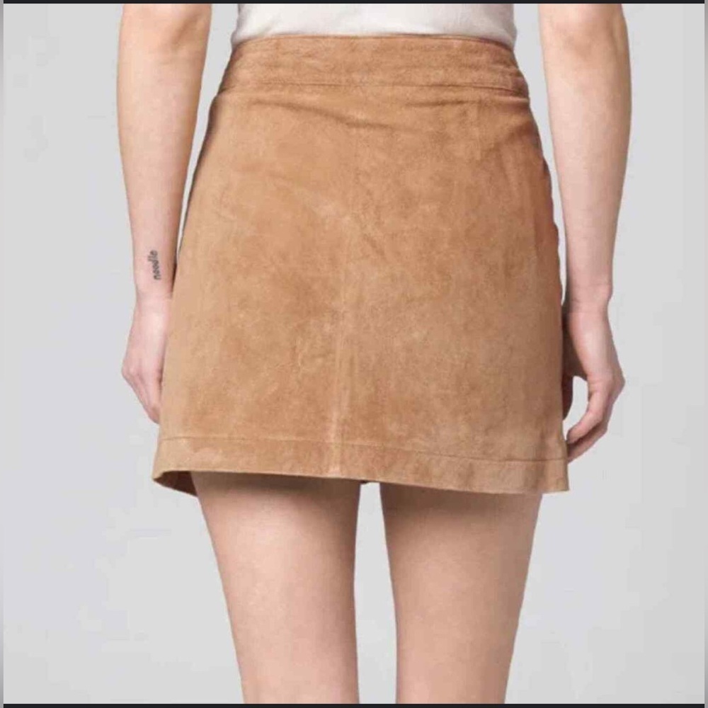 BLANKNYC Almond Leather Suede Tan Wrap Skirt 28 New - Picture 4 of 9